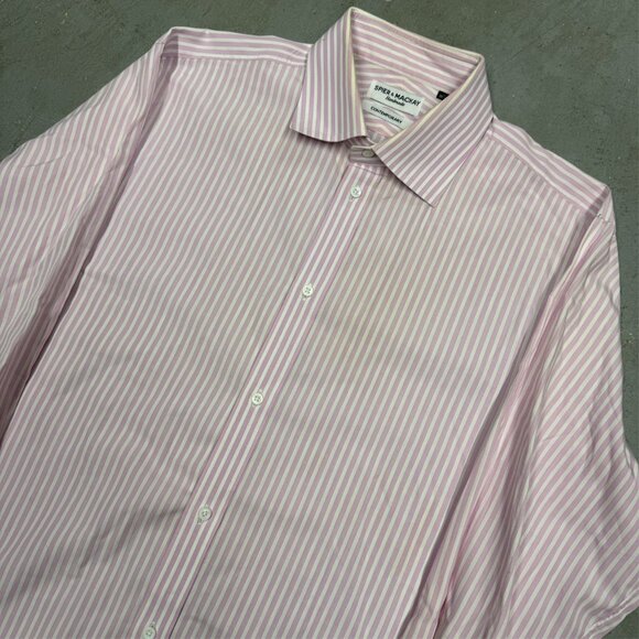 Spier & Mackay Handmade Dress Shirt Pink Striped Long Sleeve 42 16 1/2 Large - Picture 3 of 7